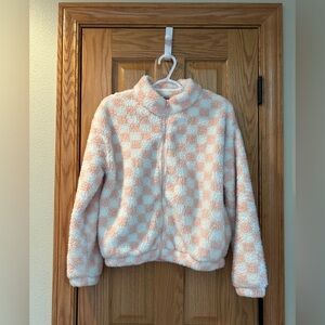 Girls Plaid Zip-up Sherpa, XL (14-16).